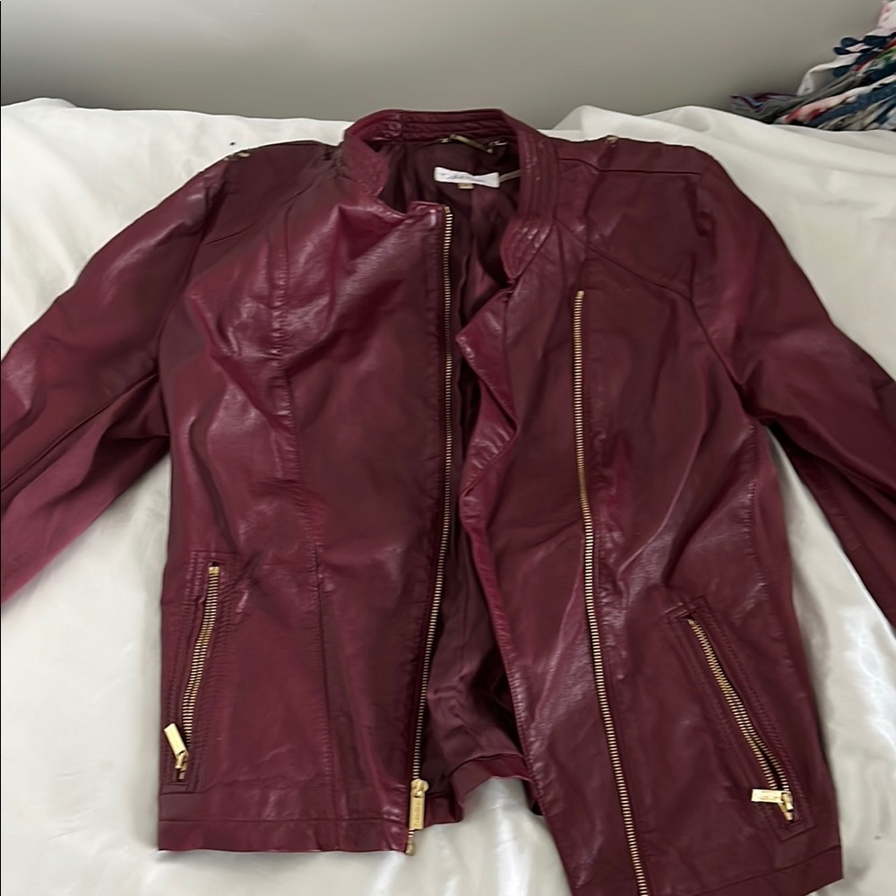 Women's Burgundy Leather Jacket
